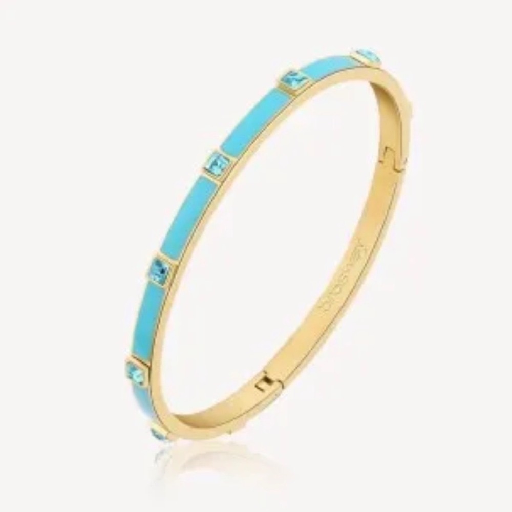 Brosway With You BWY46‎ Turquoise Enamel Gold Steel Crystal Rigid Bangle  NWT